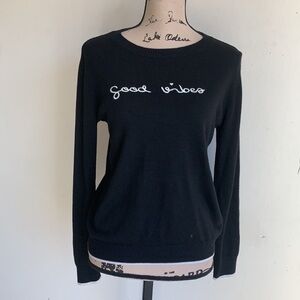 Rachel Zoe Good Vibes Black and White Crewneck Sweater